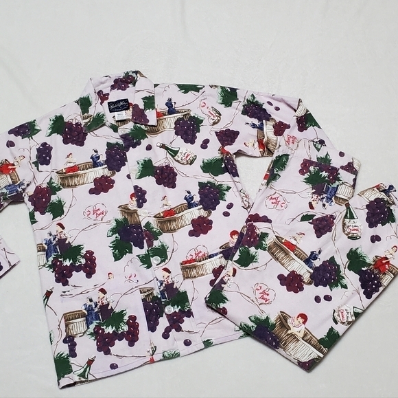 RARE Vintage Nick & Nora I Love Lucy Italian Movie Cotton Flannel Pajama Set Sm - Picture 4 of 16